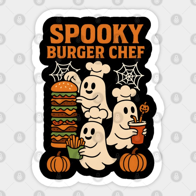 Spooky Burger Chef Halloween Ghost Cooking Graphic Gift Sticker by MakerMind8.2